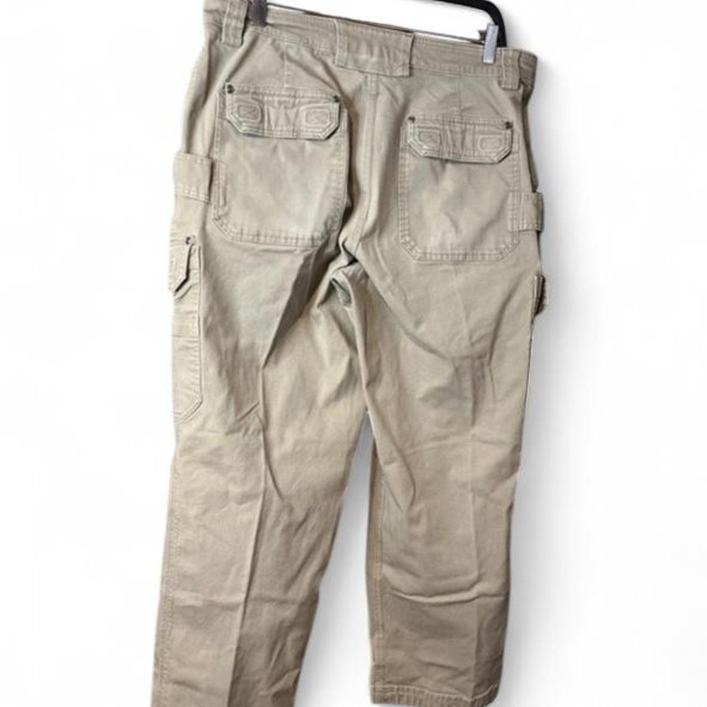Duluth Trading Co Flex Fire Hose Cargo Work Pants 38x30 Tan Khaki Utility Mens
